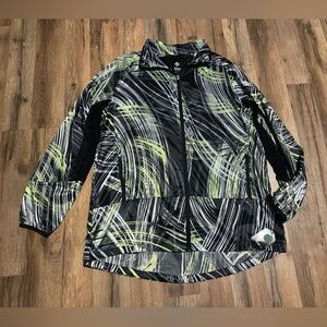 Rise by LulaRoe Black and Green Patterned Lightweight Jacket